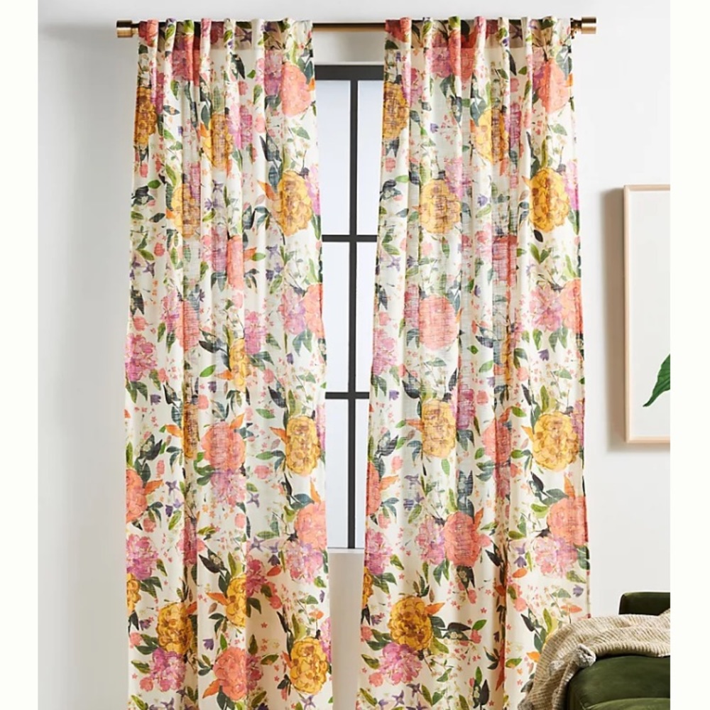 3 Panels, Anthropologie Sora Floral Drapes/Curtains